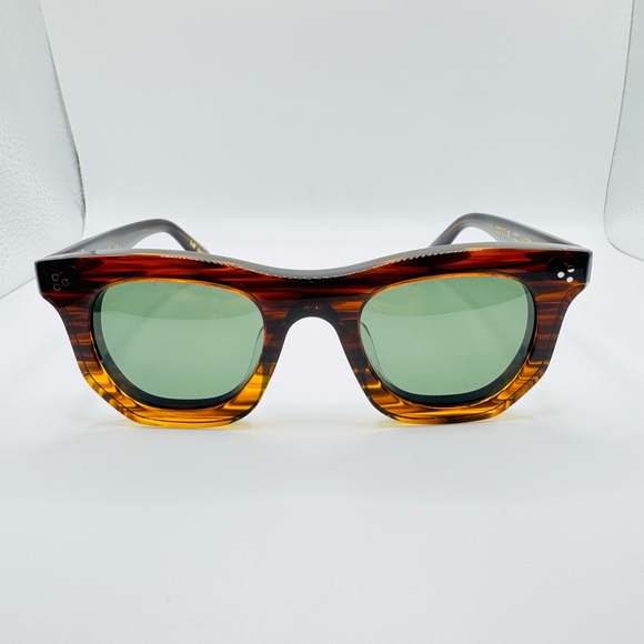 Lesca Tortoiseshell Green Lens Men’s Sunglasses - Picture 3 of 10